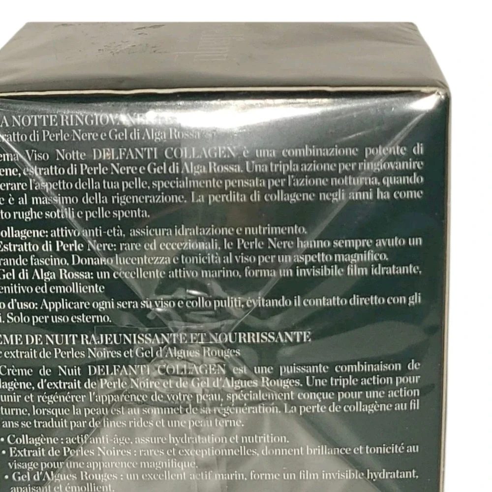 Delfanti Milano Collagen Night Cream Black Pearl‎ & Red Algae Gel 1.7 Oz NEW